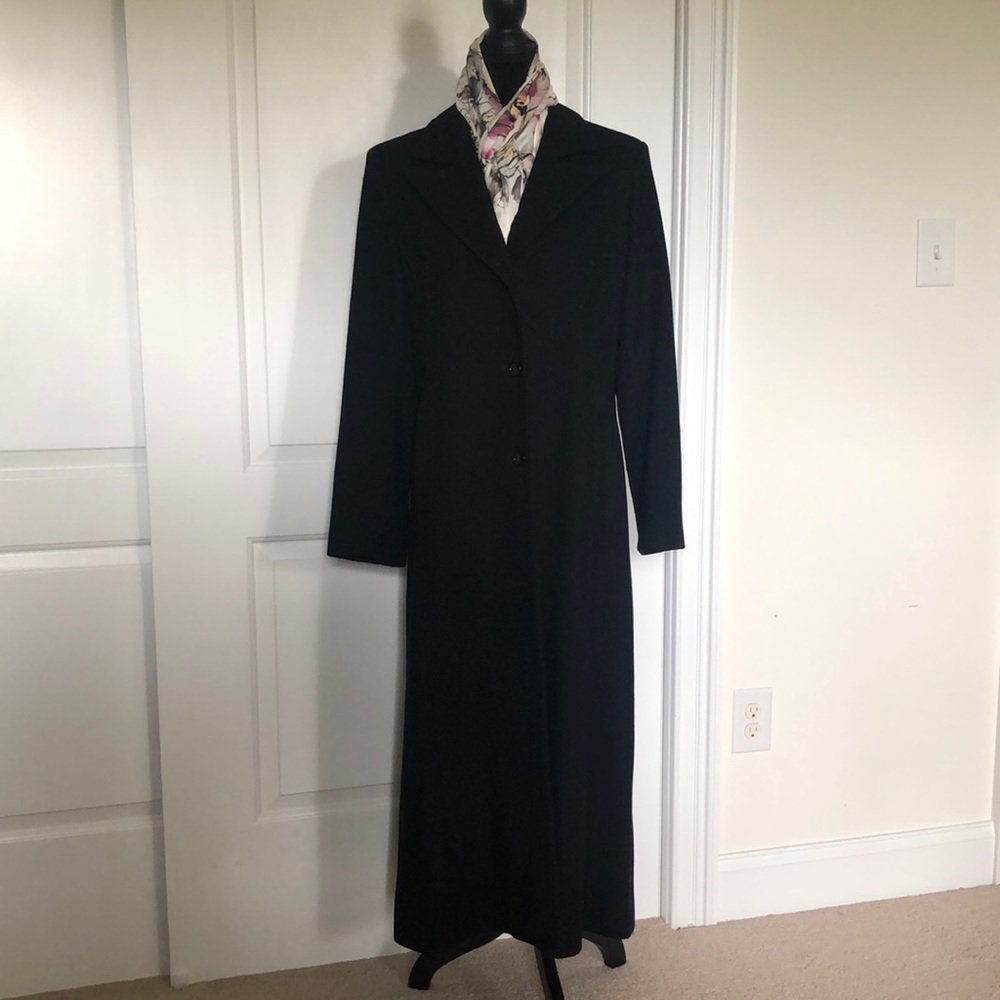 Anne Klein Wool Single-Breasted Maxi Coat